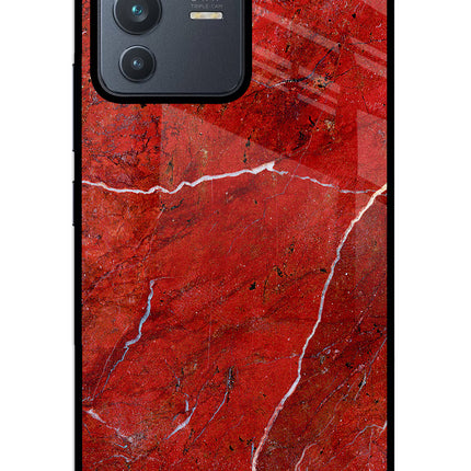 Red Marble Design Vivo V23 5G Glass Case