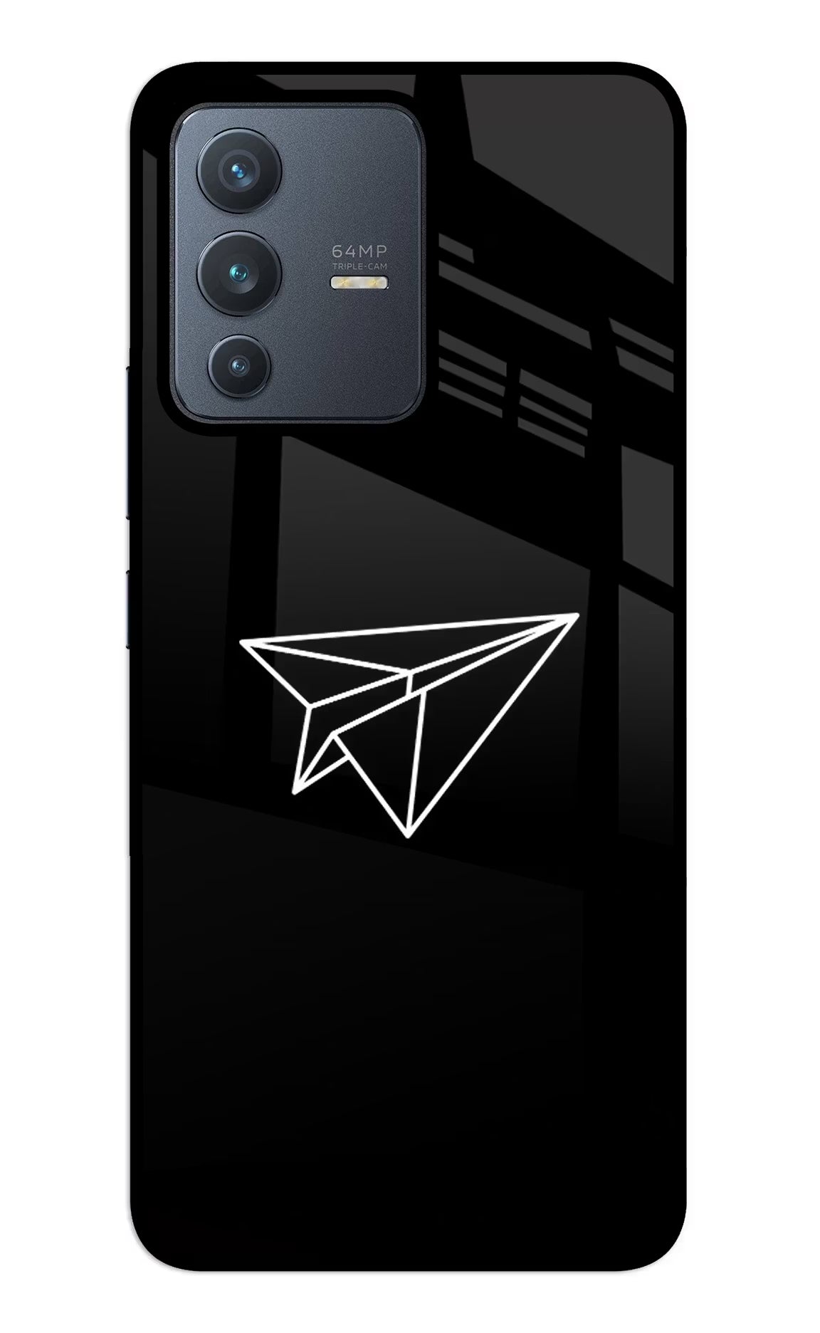 Paper Plane White Vivo V23 5G Glass Case Back Cover by Casekaro