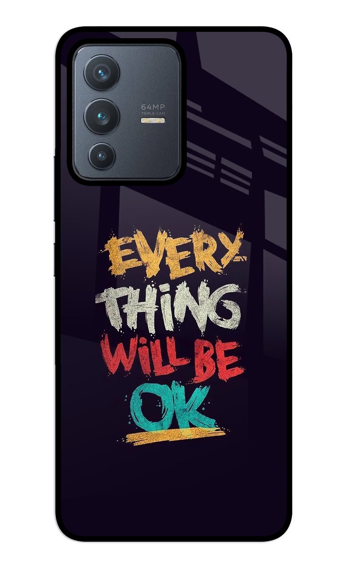 Everything Will Be Ok Vivo V23 5G Glass Case Back Cover by Casekaro