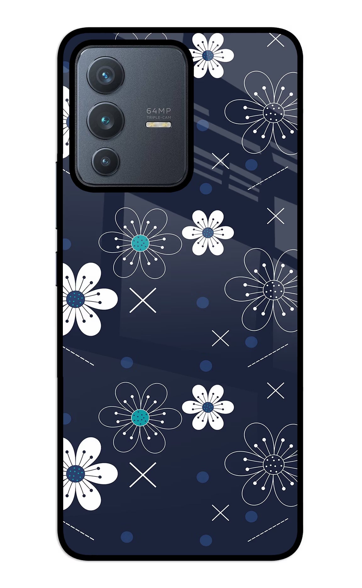 Flowers Vivo V23 5G Glass Case Back Cover by Casekaro