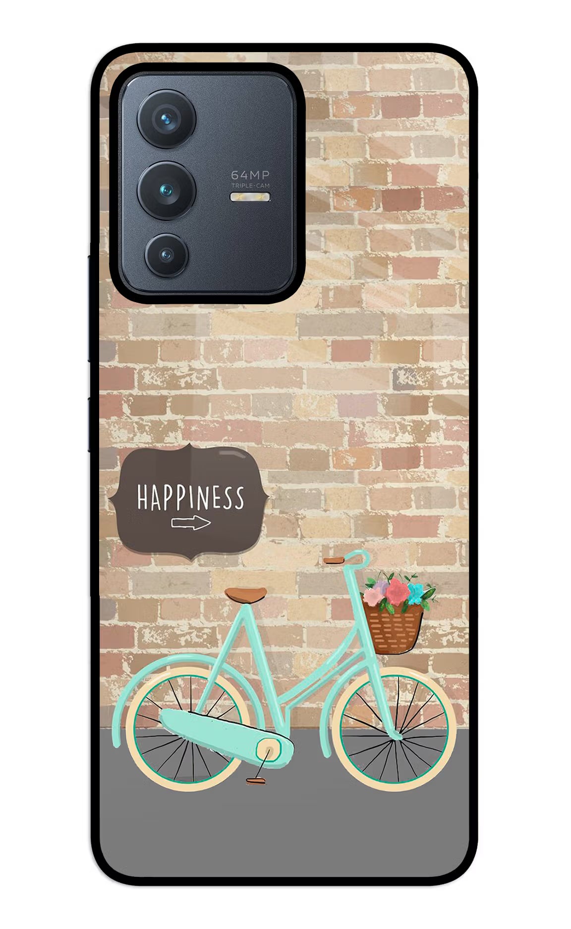 Happiness Artwork Vivo V23 5G Glass Case Back Cover by Casekaro