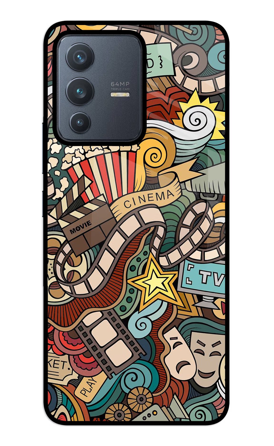 Cinema Abstract Vivo V23 5G Glass Case Back Cover by Casekaro