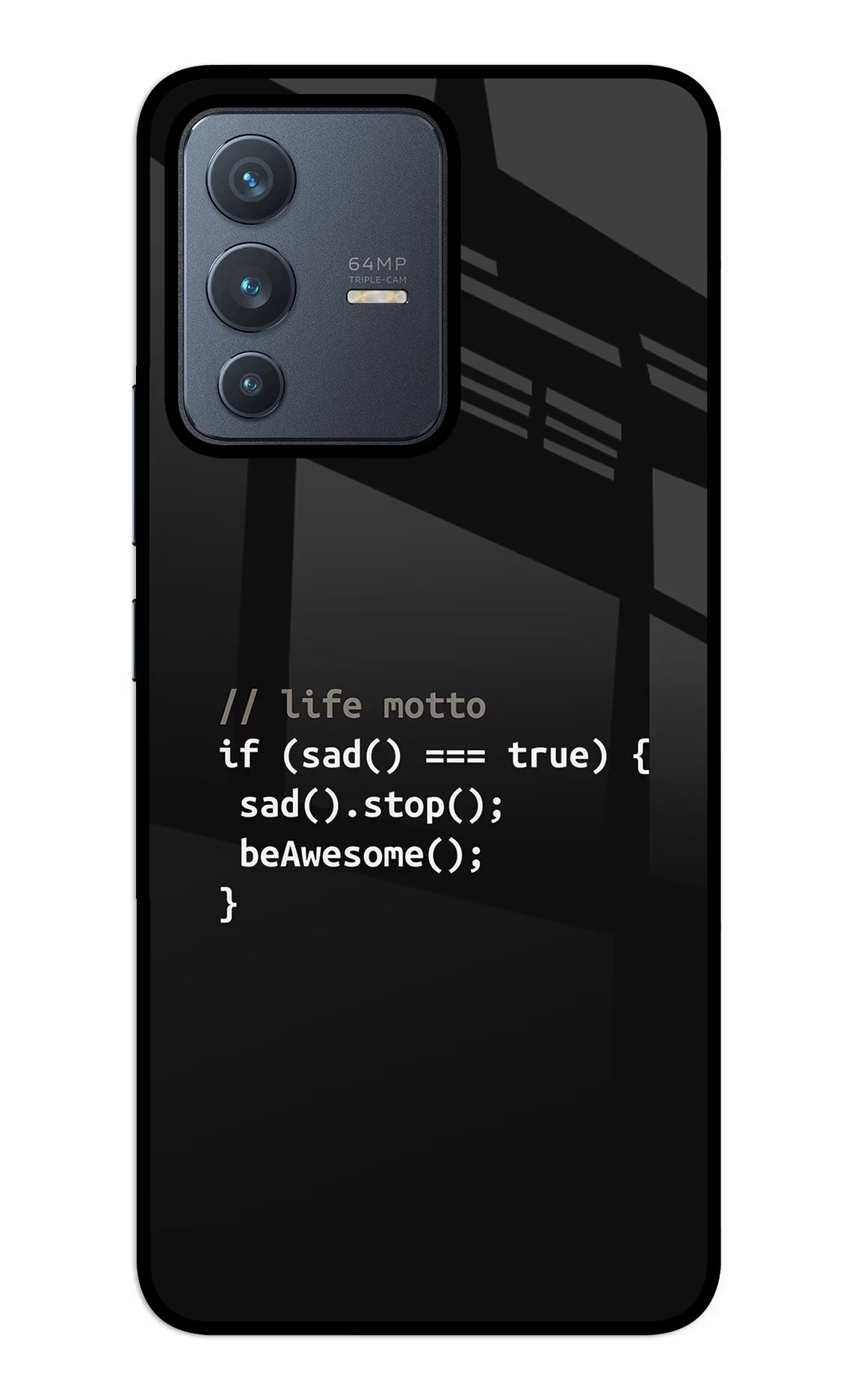 Life Motto Code Vivo V23 5G Glass Case Back Cover by Casekaro