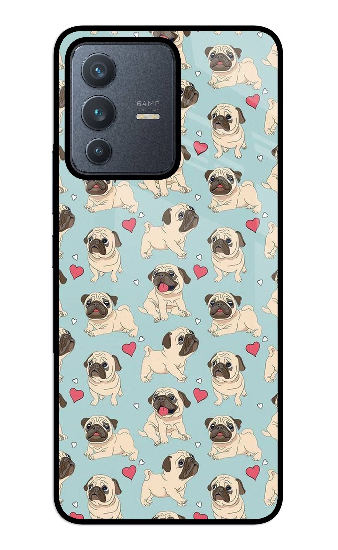 Pug Dog Vivo V23 5G Glass Case Back Cover by Casekaro