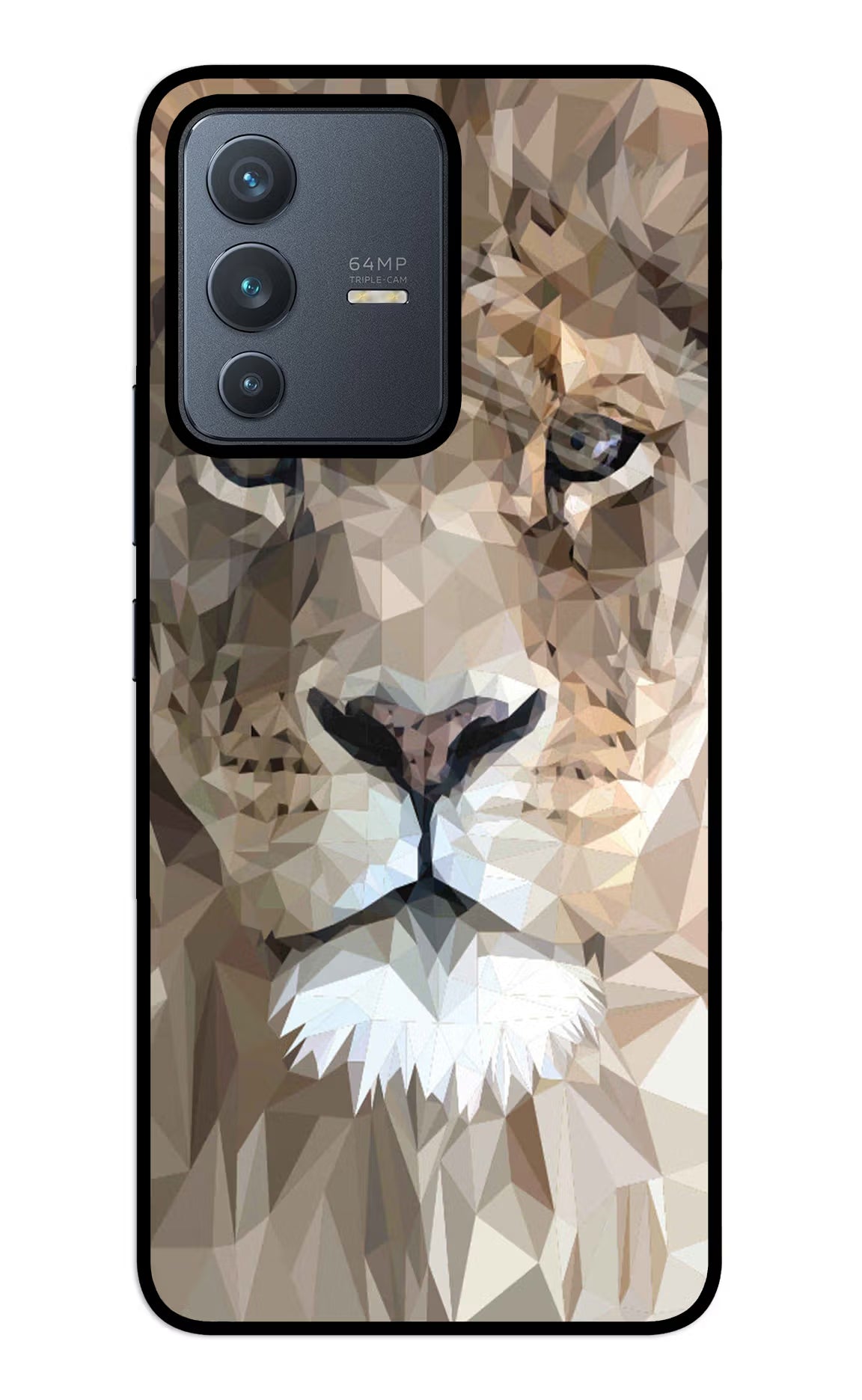 Lion Art Vivo V23 5G Glass Case Back Cover by Casekaro