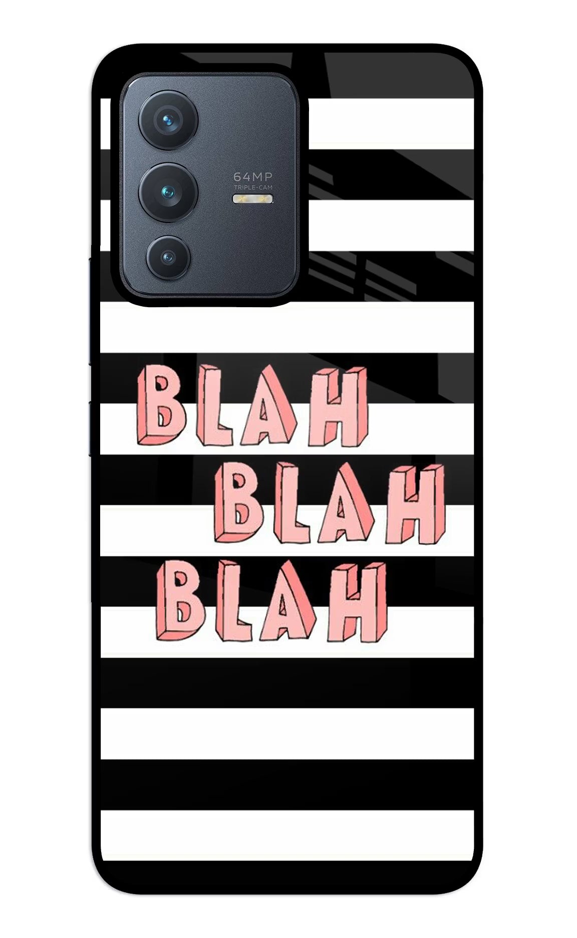 Blah Blah Blah Vivo V23 5G Glass Case Back Cover by Casekaro