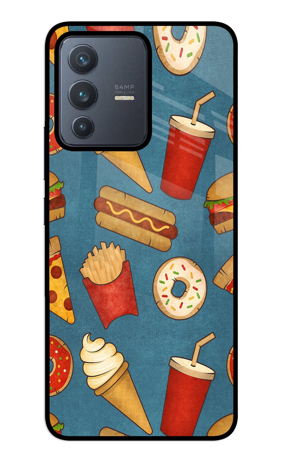Foodie Vivo V23 5G Glass Case Back Cover by Casekaro
