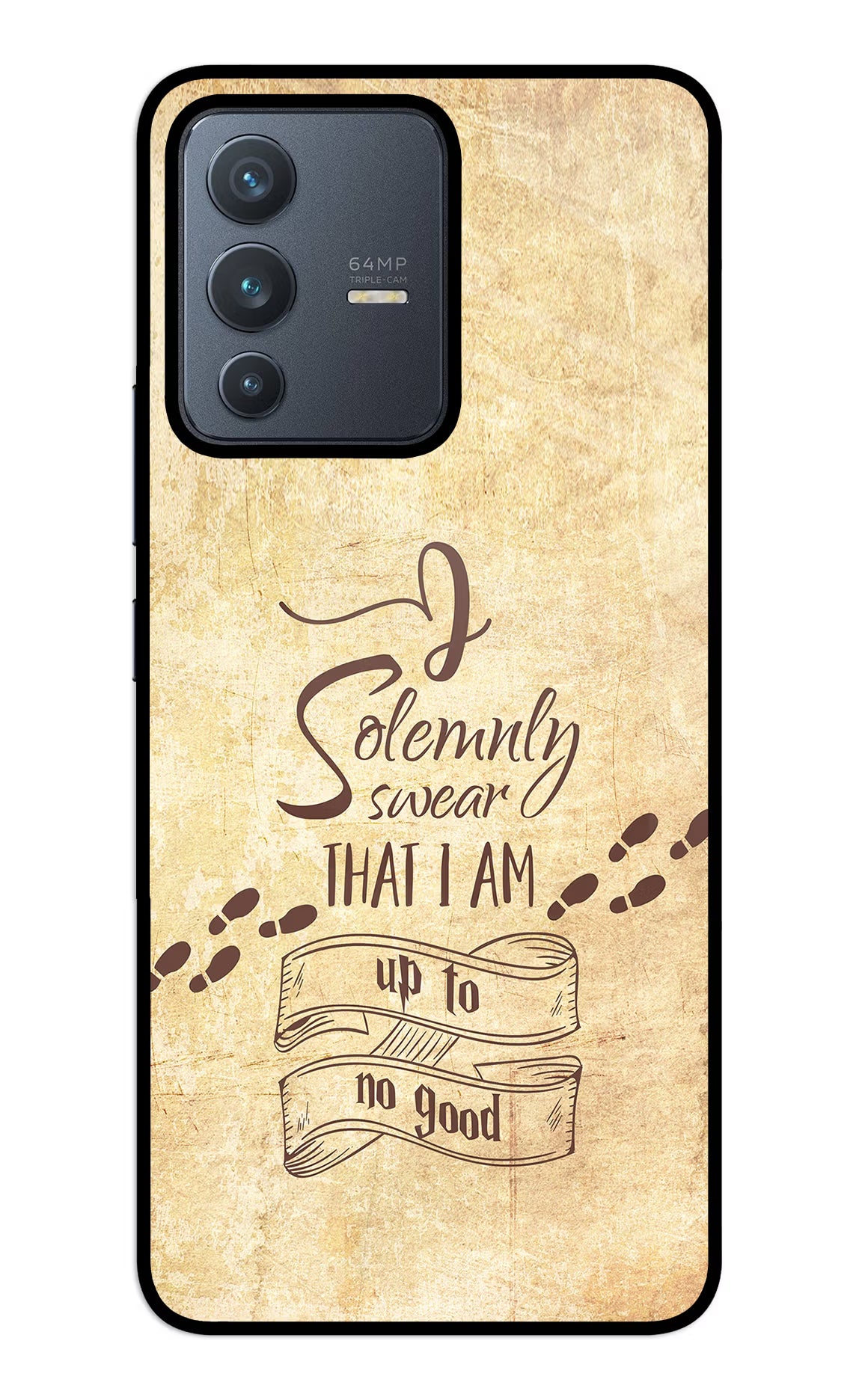 I Solemnly swear that i up to no good Vivo V23 5G Glass Case Back Cover by Casekaro