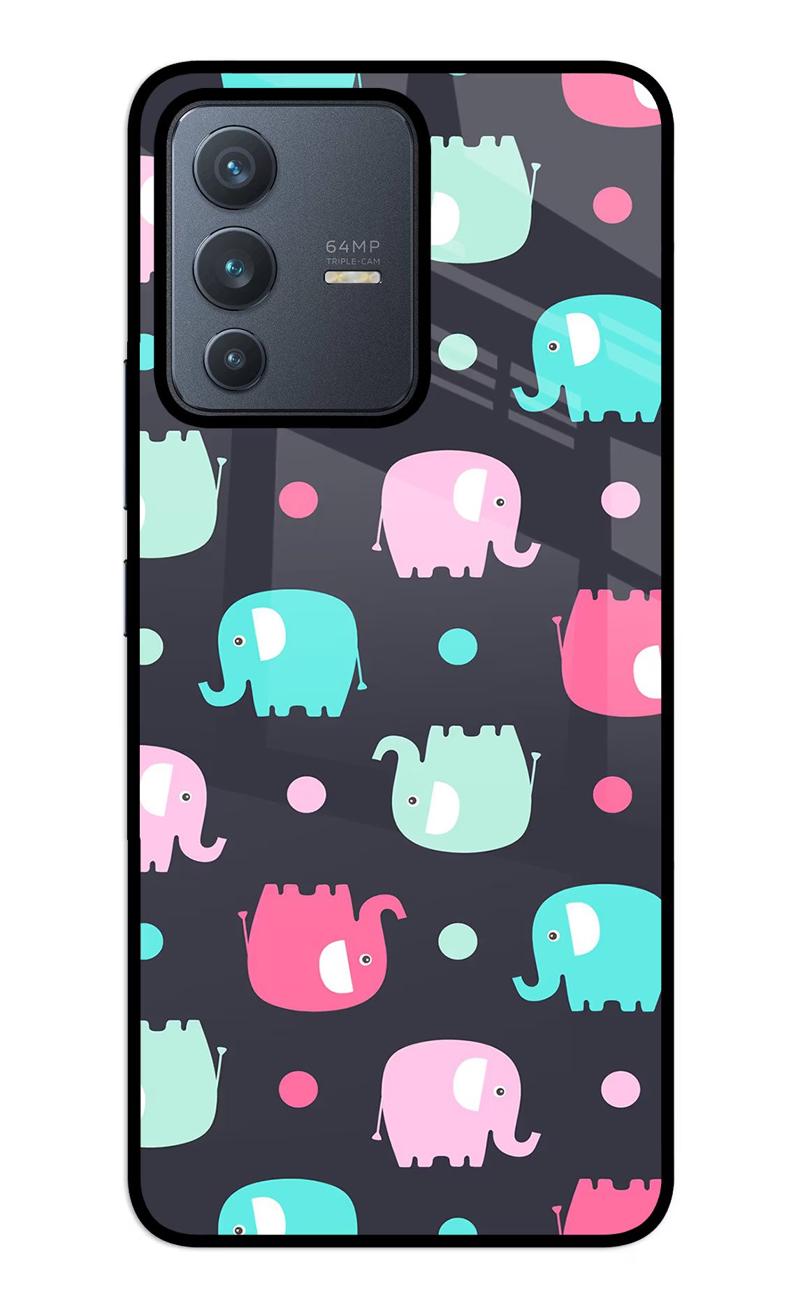 Elephants Vivo V23 5G Glass Case Back Cover by Casekaro
