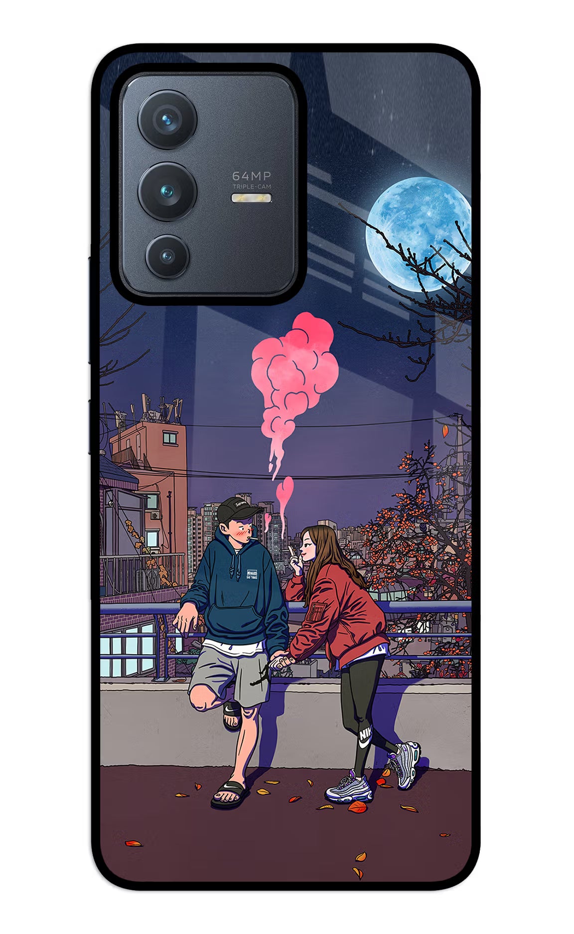 Chilling Couple Vivo V23 5G Glass Case Back Cover by Casekaro