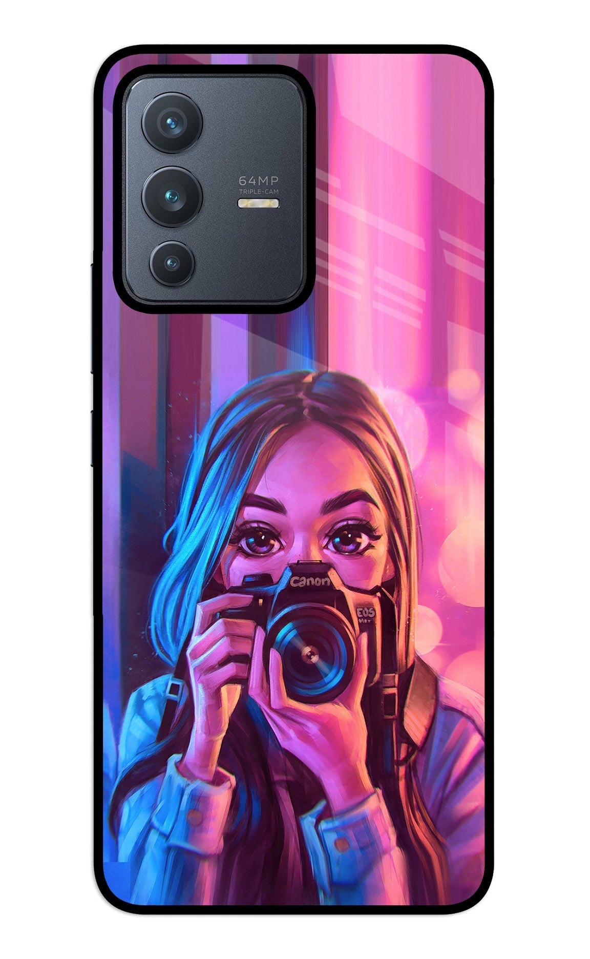 Girl Photographer Vivo V23 5G Glass Case