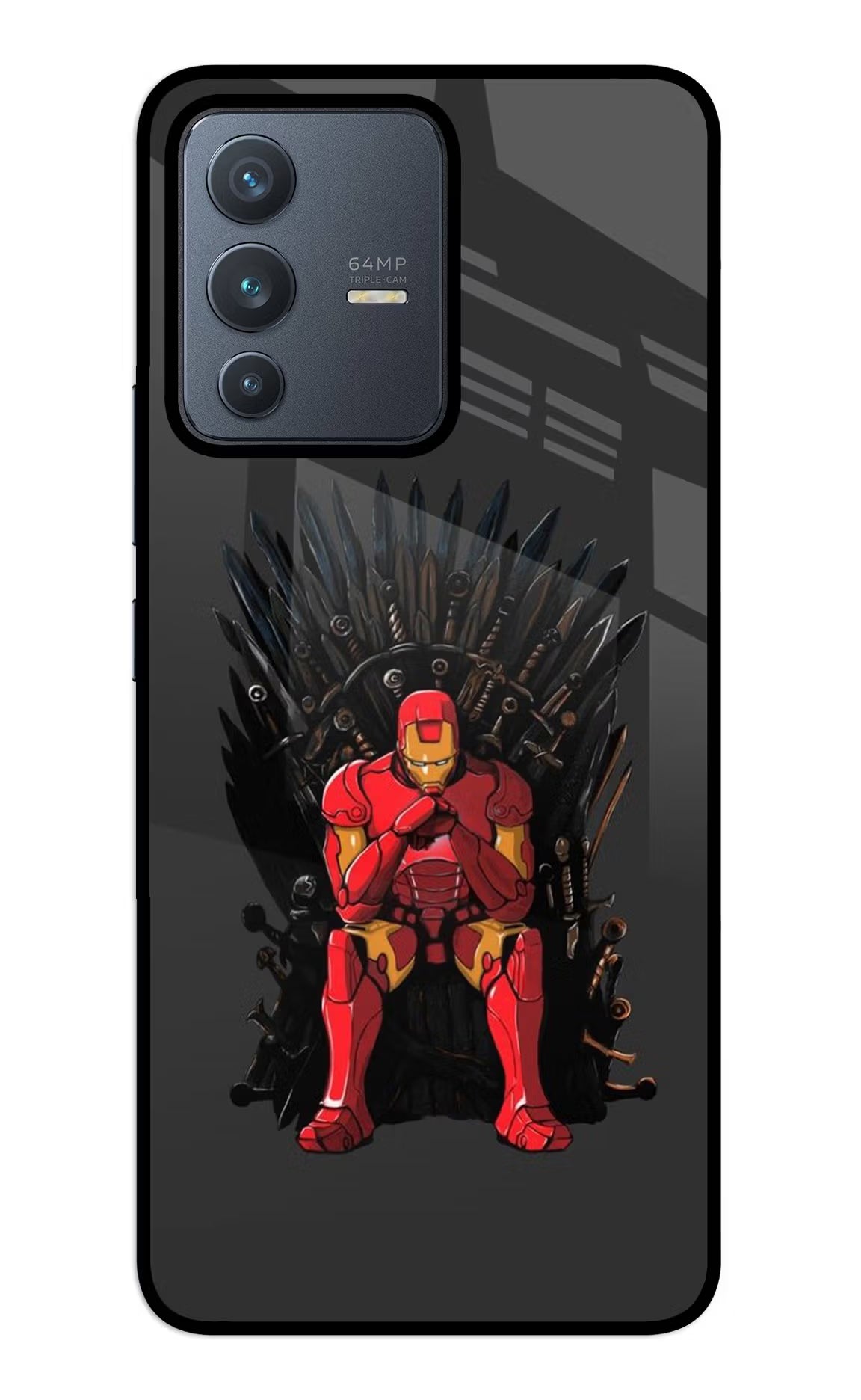 Ironman Throne Vivo V23 5G Glass Case Back Cover by Casekaro