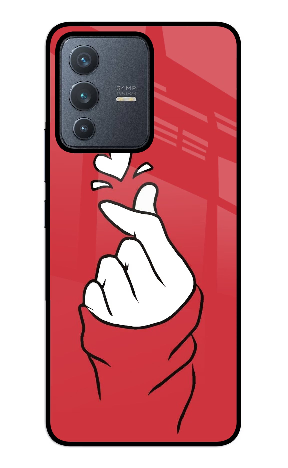 Korean Love Sign Vivo V23 5G Glass Case Back Cover by Casekaro