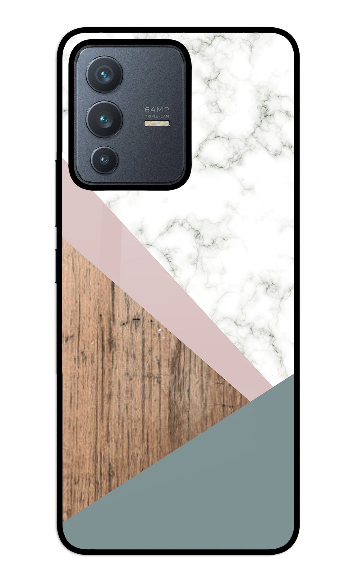 Marble wood Abstract Vivo V23 5G Glass Case