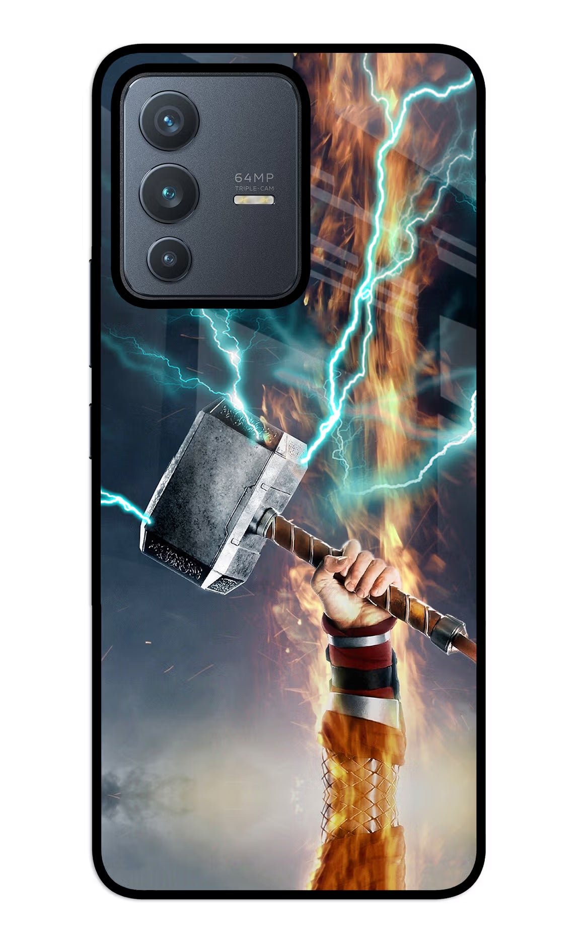 Thor Hammer Mjolnir Vivo V23 5G Glass Case Back Cover by Casekaro