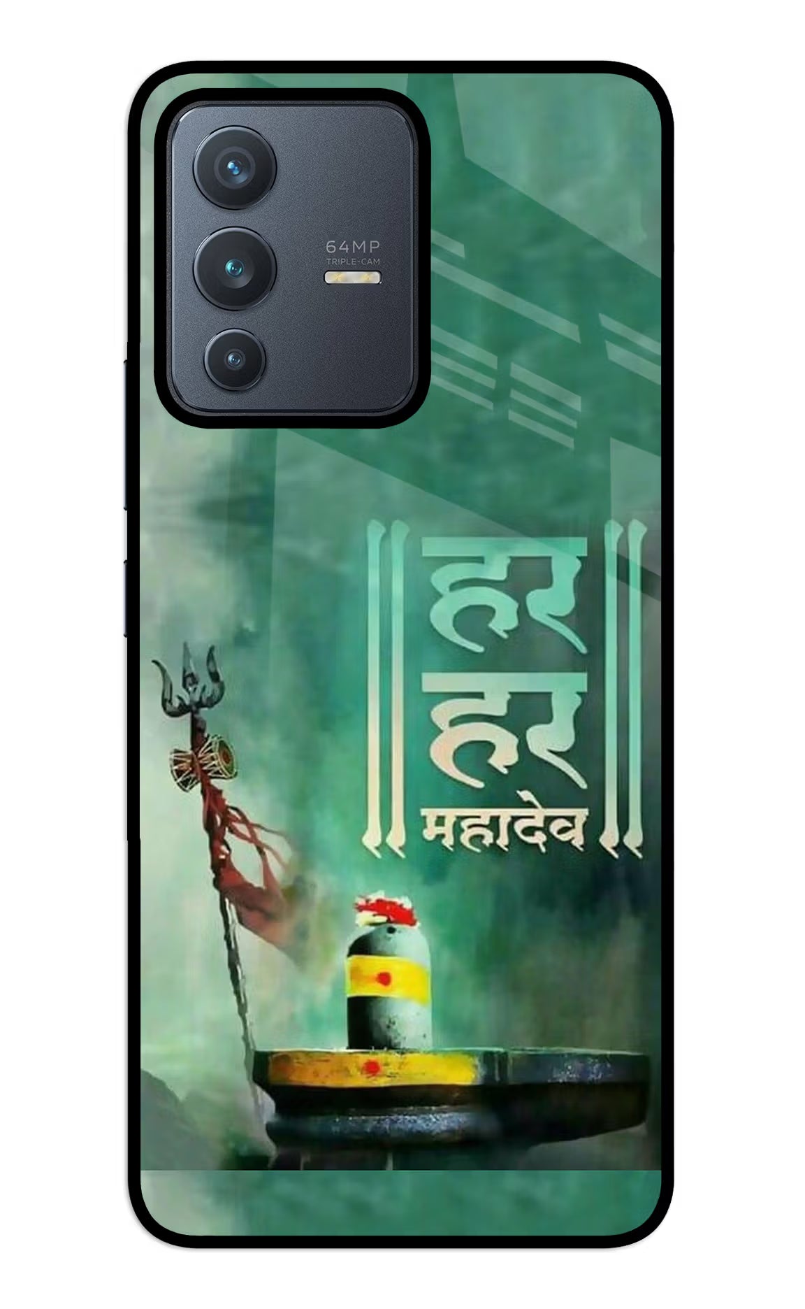 Har Har Mahadev Shivling Vivo V23 5G Glass Case Back Cover by Casekaro