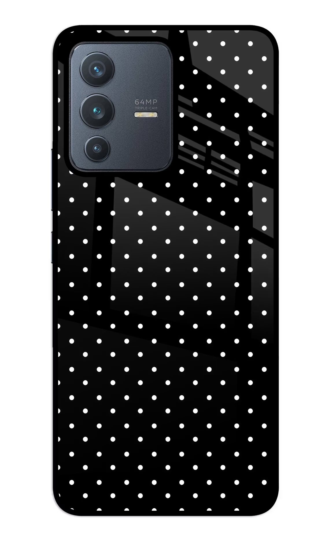 White Dots Vivo V23 5G Glass Case Back Cover by Casekaro
