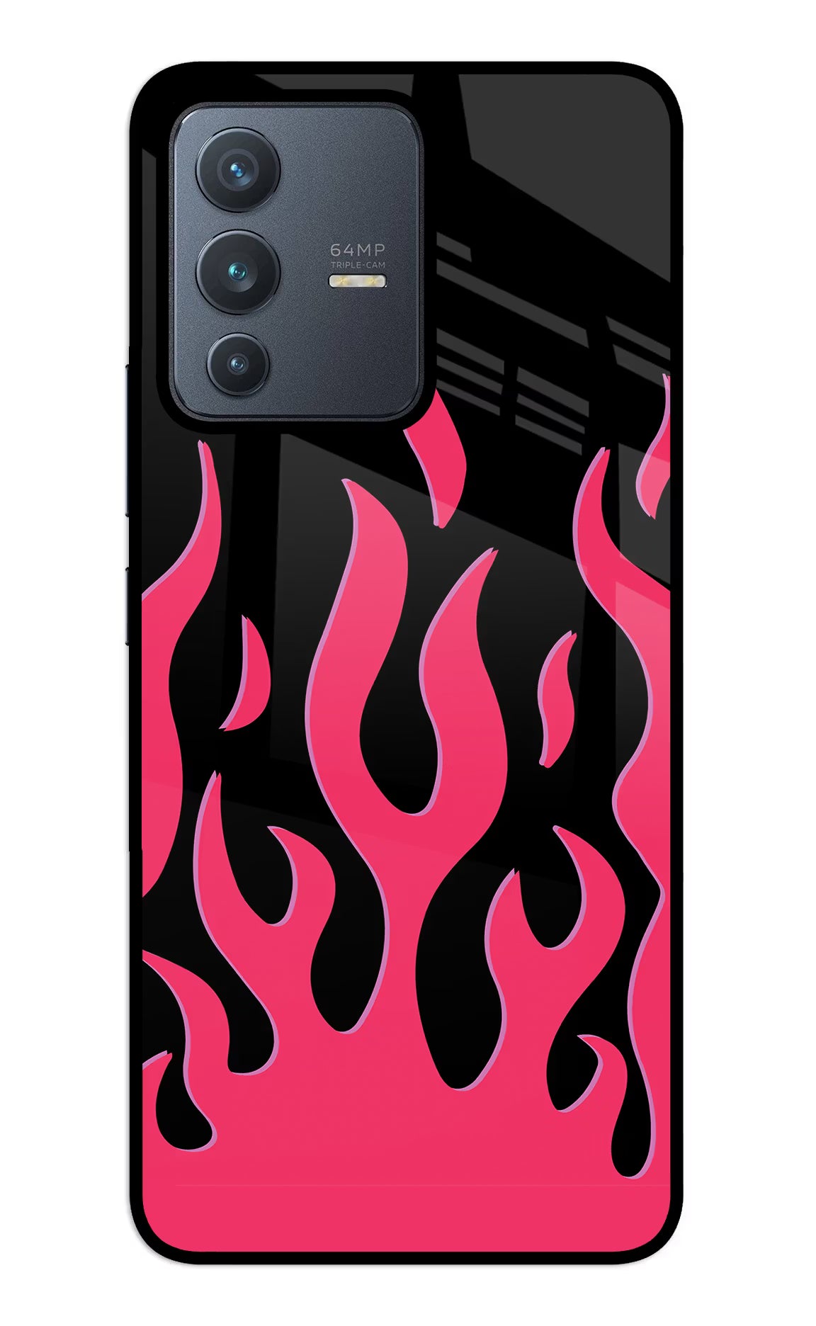 Fire Flames Vivo V23 5G Glass Case Back Cover by Casekaro