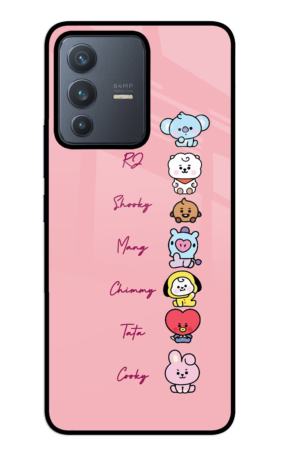 BTS names Vivo V23 5G Glass Case Back Cover by Casekaro