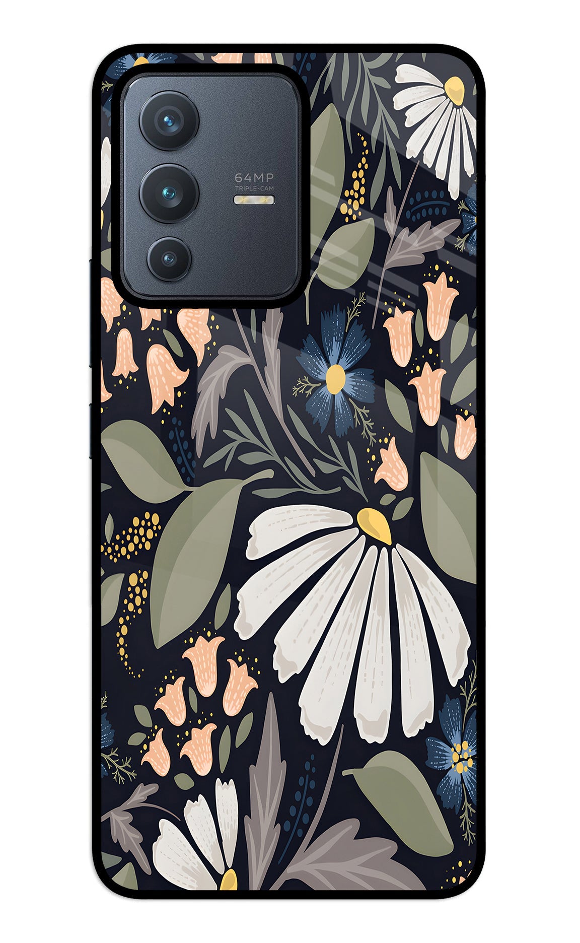 Flowers Art Vivo V23 5G Glass Case