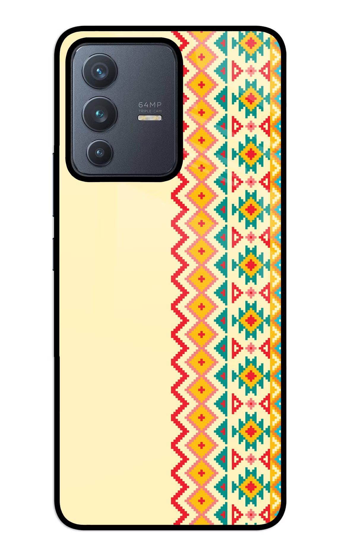 Ethnic Seamless Vivo V23 5G Glass Case Back Cover by Casekaro
