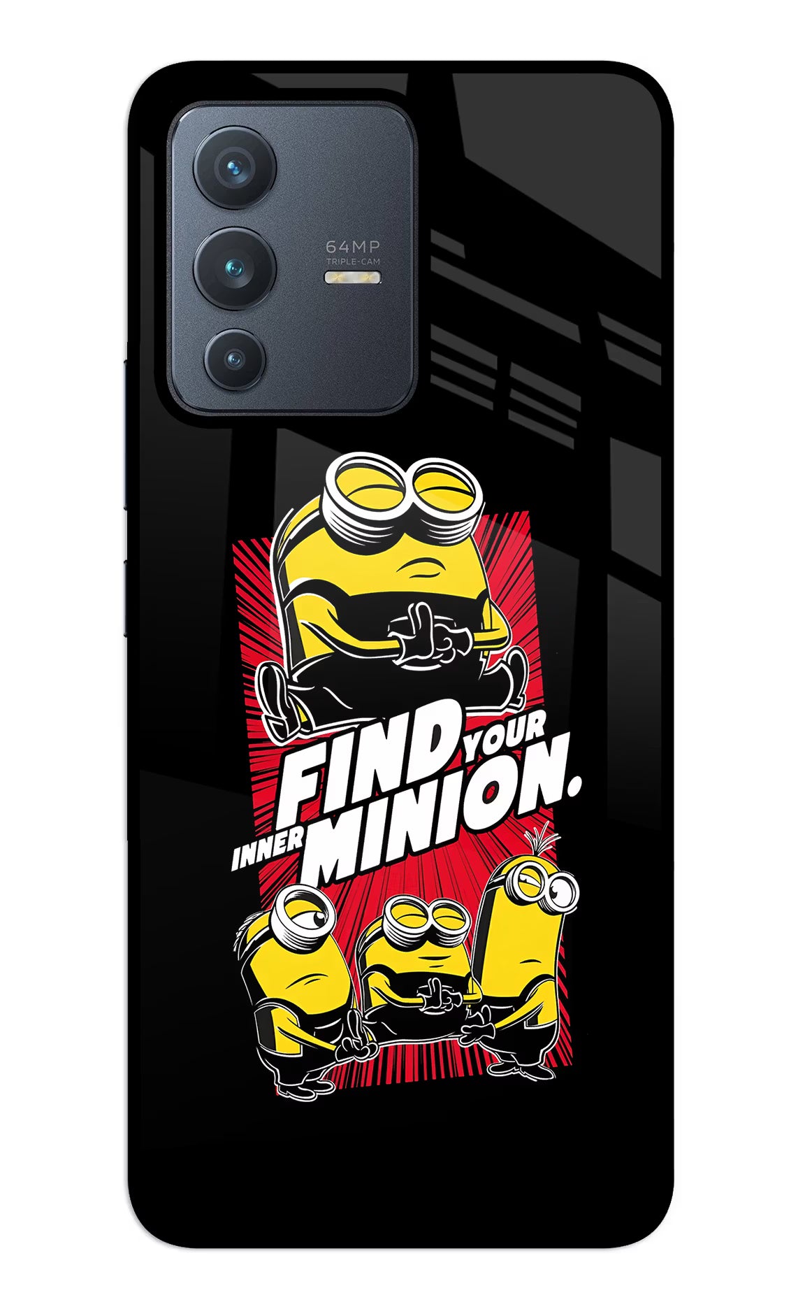 Find your inner Minion Vivo V23 5G Glass Case Back Cover by Casekaro