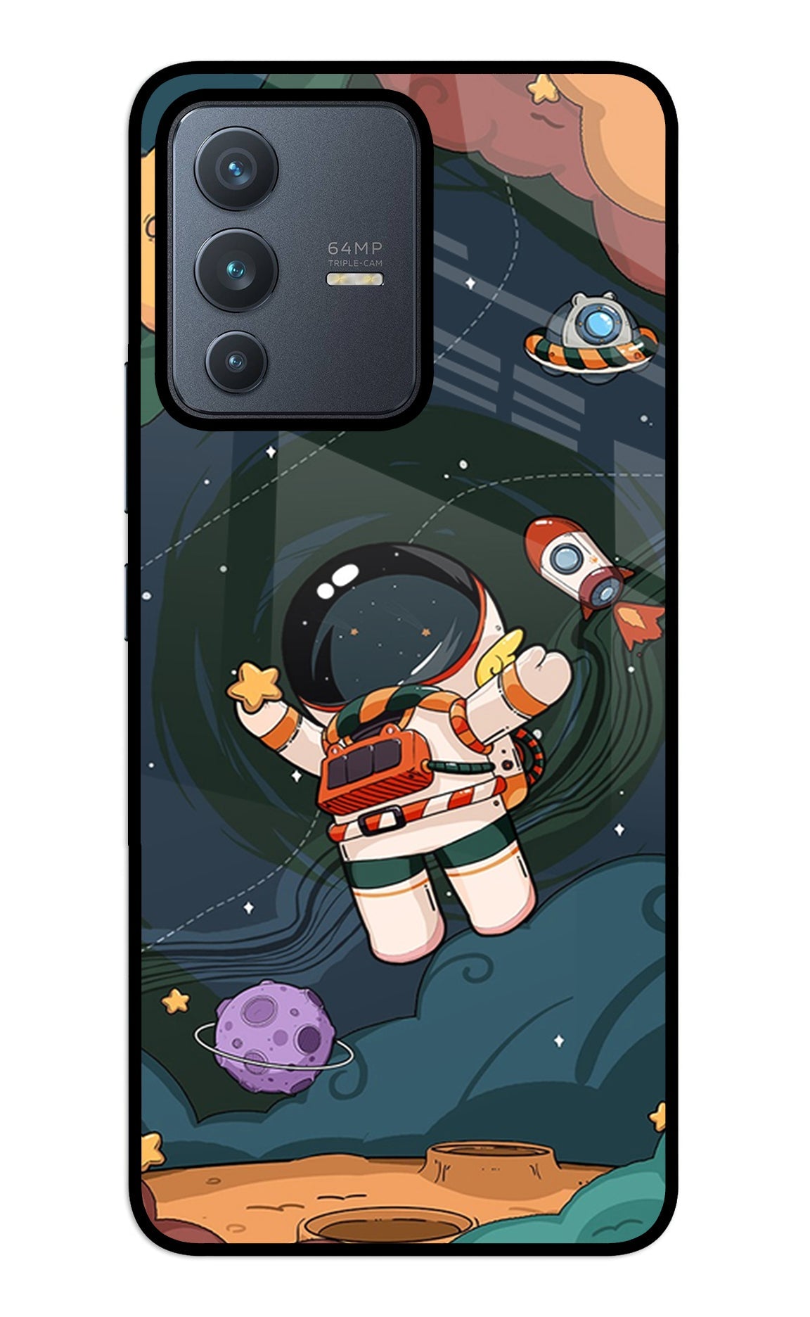 Cartoon Astronaut Vivo V23 5G Glass Case