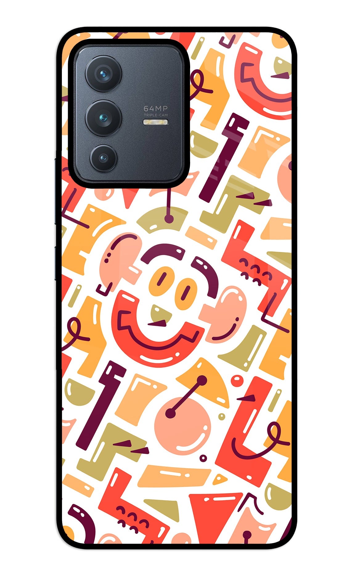 Doodle Pattern Vivo V23 5G Glass Case