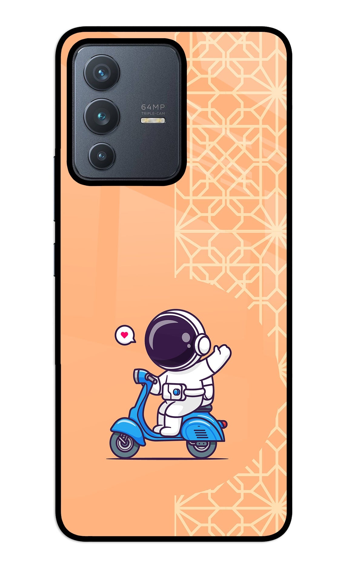 Cute Astronaut Riding Vivo V23 5G Glass Case