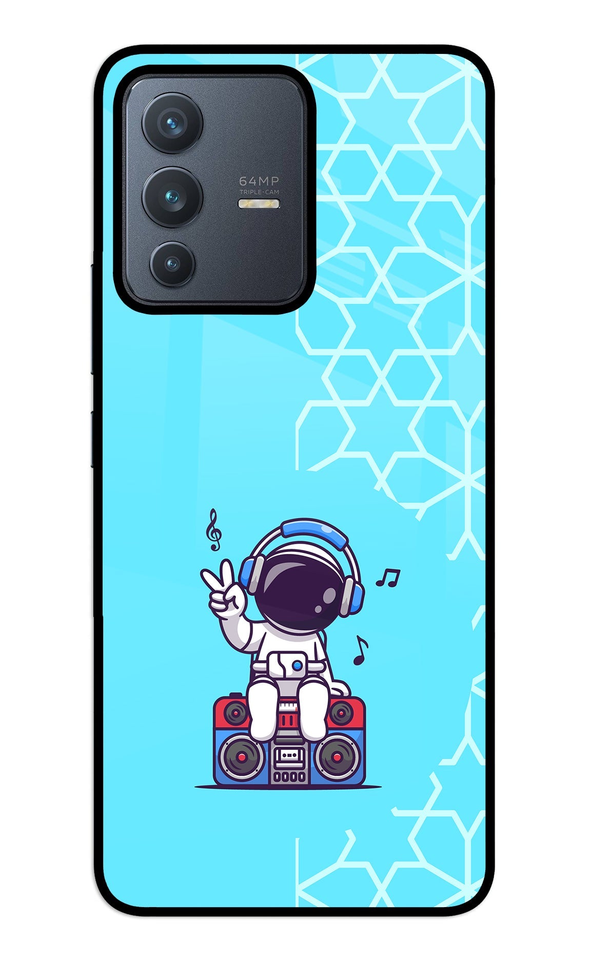 Cute Astronaut Chilling Vivo V23 5G Glass Case