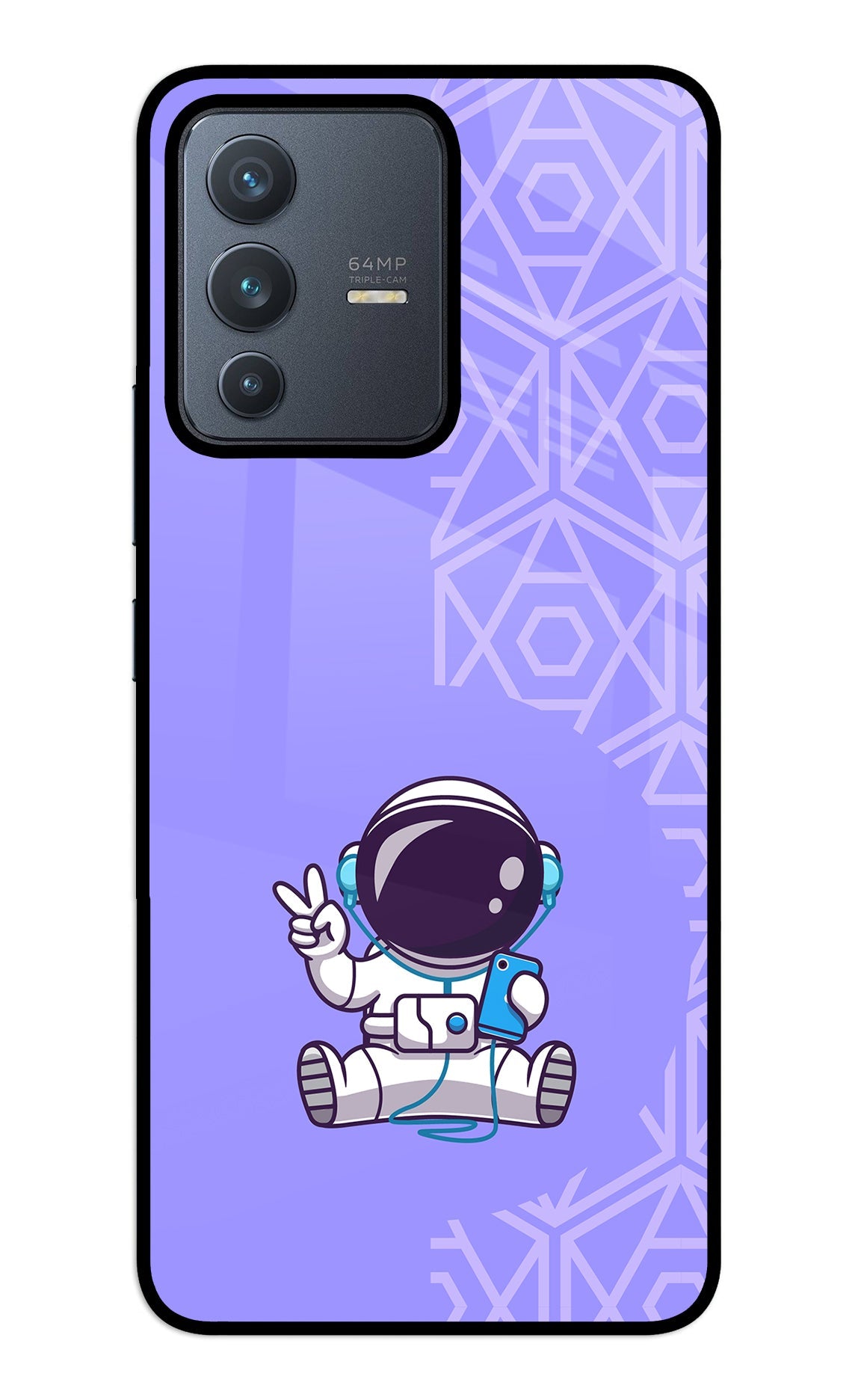 Cute Astronaut Chilling Vivo V23 5G Glass Case