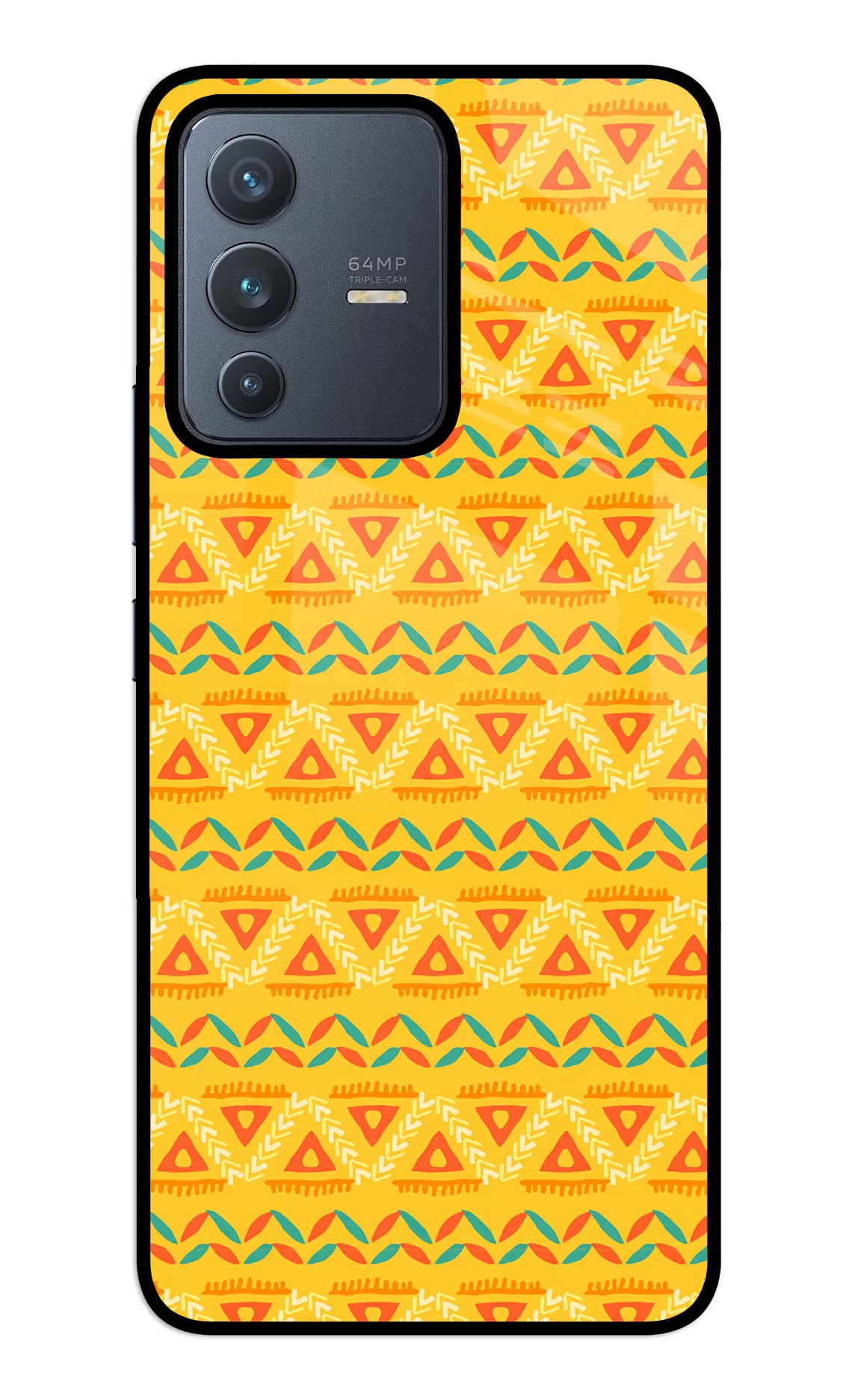 Tribal Pattern Vivo V23 5G Glass Case Back Cover by Casekaro