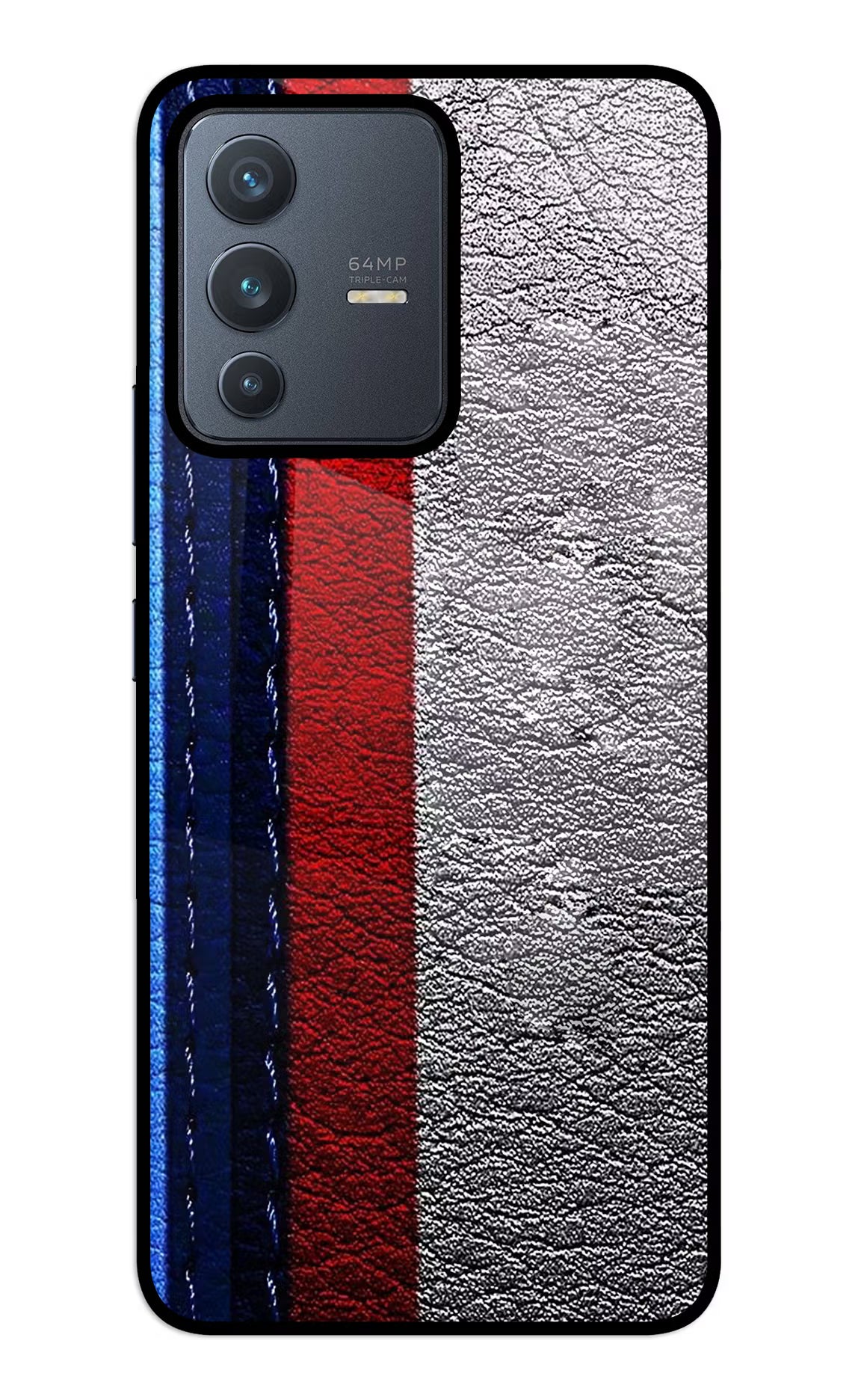 BMW Stripes Vivo V23 5G Glass Case Back Cover by Casekaro