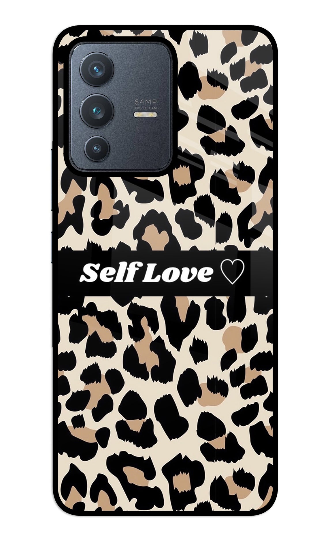 Leopard Print Self Love Vivo V23 5G Glass Case