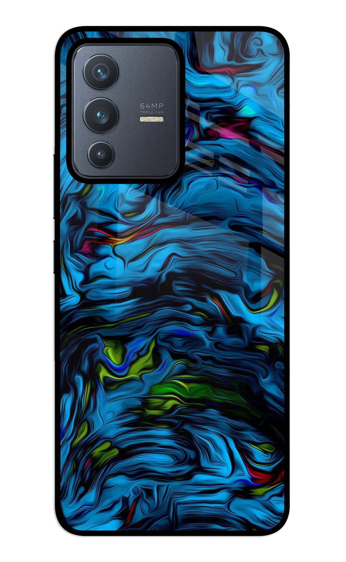 Dark Blue Abstract Vivo V23 5G Glass Case