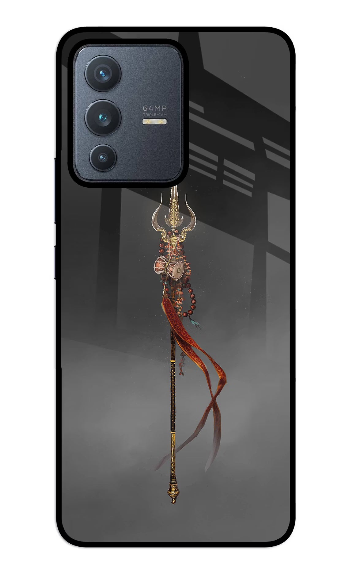 Shiv Trishul Vivo V23 5G Glass Case Back Cover by Casekaro