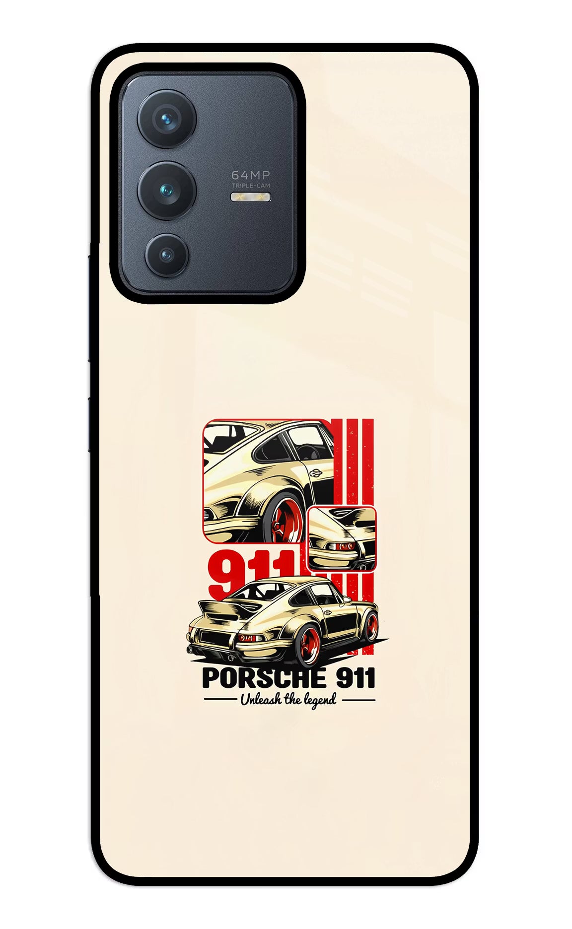 Classic Porsche 911 Vivo V23 5G Glass Case Back Cover by Casekaro