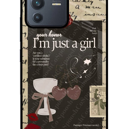 I am just a girl Vivo V23 5G Glass Case