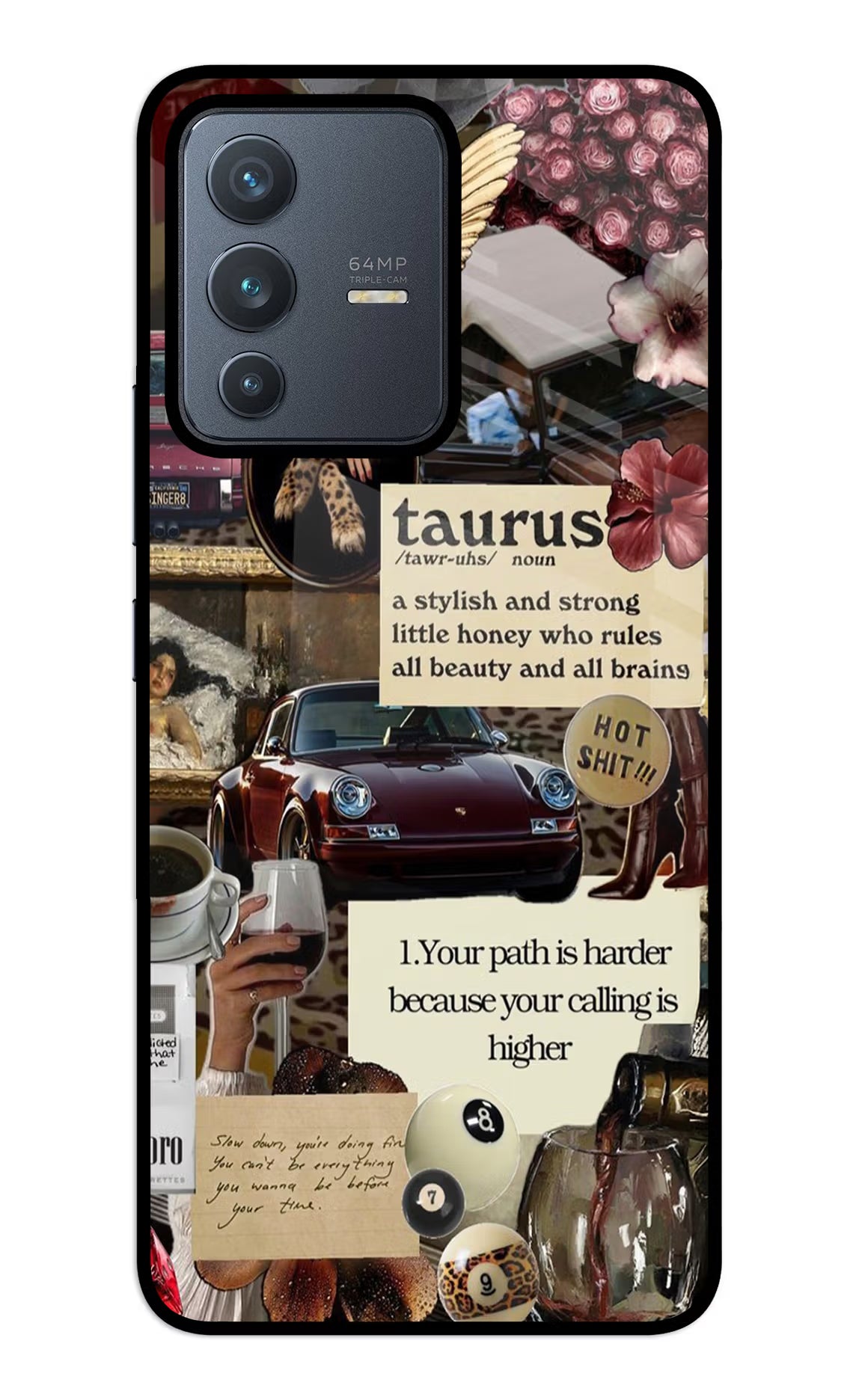 Taurus Zodiac Vivo V23 5G Glass Case Back Cover by Casekaro