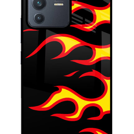Side Sweep Flames Vivo V23 5G Glass Case