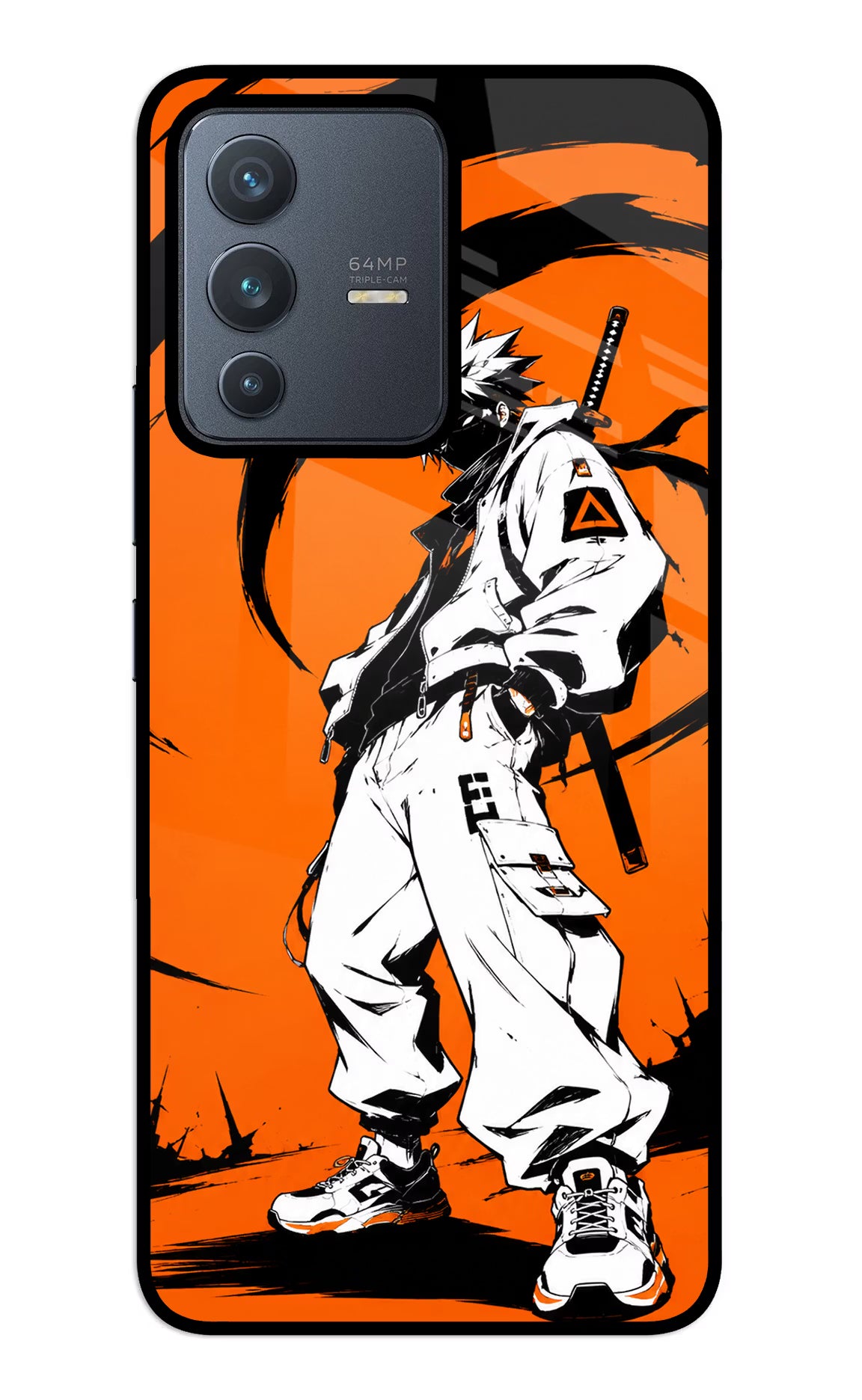 Street Samurai  Vivo V23 5G Glass Case Back Cover by Casekaro