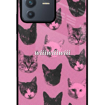 Pink Cats Vivo V23 5G Glass Case