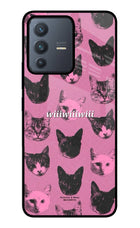Pink Cats Vivo V23 5G Glass Case