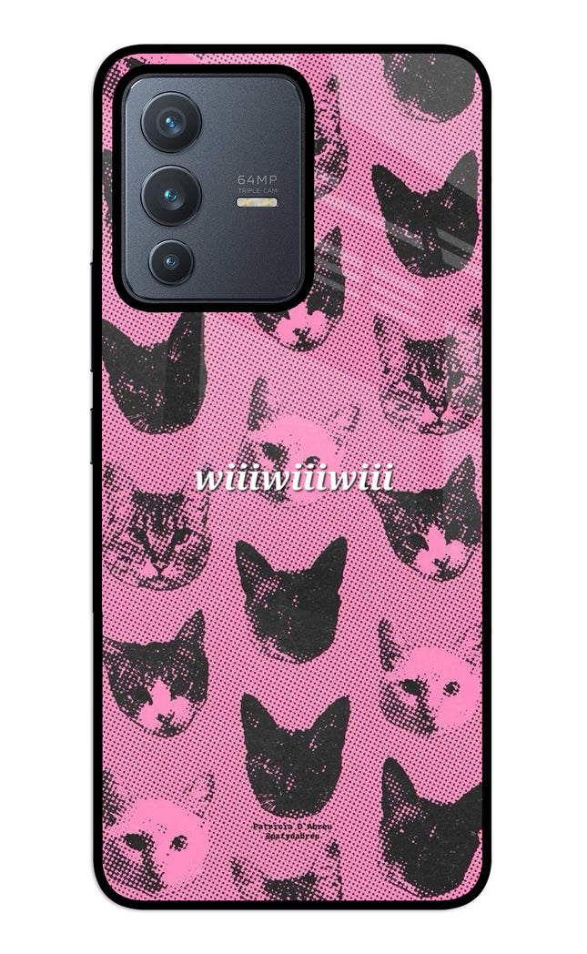 Pink Cats Vivo V23 5G Glass Case