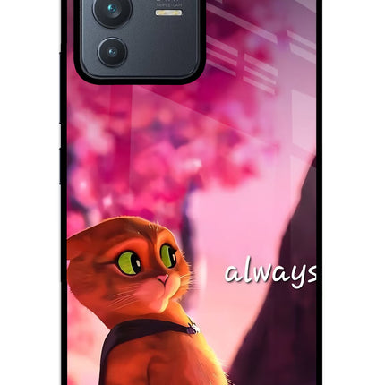 Always Cat Vivo V23 5G Glass Case