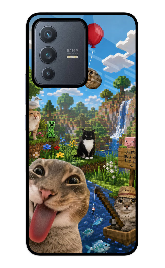 Minecraft Cat Chaos Vivo V23 5G Glass Case