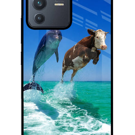 Dolphin vs Cow Vivo V23 5G Glass Case