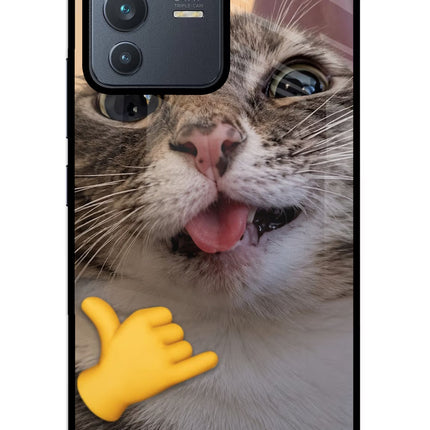 Silly Cat Call Vivo V23 5G Glass Case