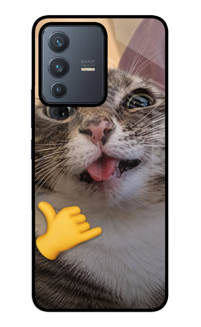 Silly Cat Call Vivo V23 5G Glass Case