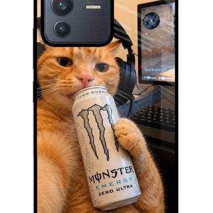 Gamer Cat Energy Vivo V23 5G Glass Case